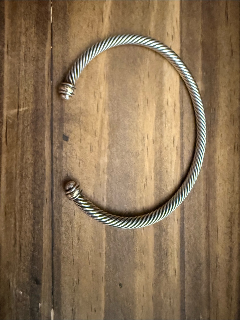 David Yurman Silver Cable Open Cuff Bracelet - Picture 3 of 5